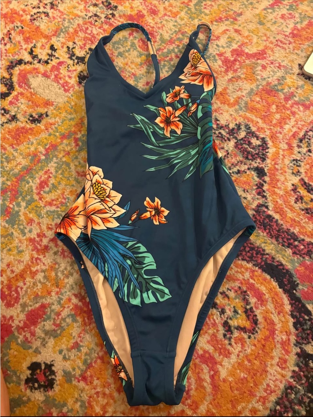 Floral Navy One-Piece Swimsuit for Kids